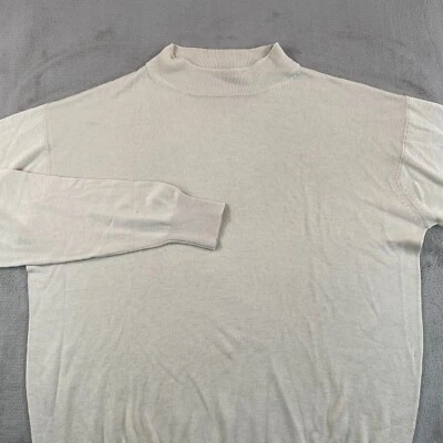 Vintage Neiman Marcus Cashmere-Silk Mock Neck Sweater Men XL Bone Designer NWOT - Image 1 of 4