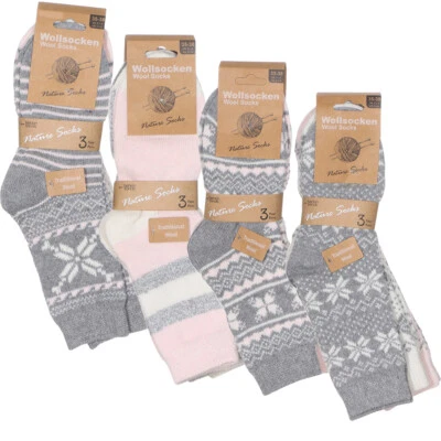 MATY FASHION 3/6/12 Paar Damen Bunte Winter Wollsocken warme Strümpfe Norweger Strick Kuschel