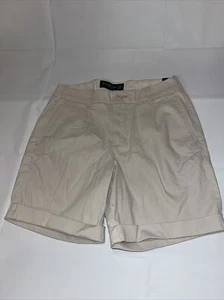 Abercrombie & Fitch Chino Bermuda Shorts Womens Size 28 Beige Rolled 7 In Inseam - Picture 1 of 4