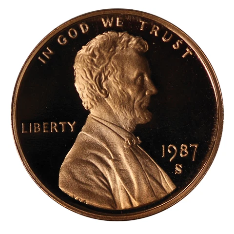 1987 -S Lincoln Memorial Cent Gem Proof Single Coin Cover