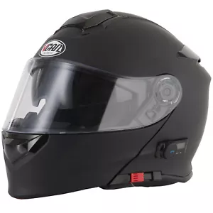 Vcan Bluetooth Blinc Intercom Motorcycle Scooter Flip Front Helmet Matt Black - Picture 1 of 4
