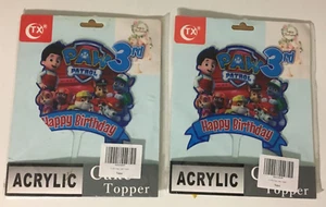 Paw Patrol Acrylic 3rd Birthday Cake Topper (2) pcs. - Picture 1 of 6
