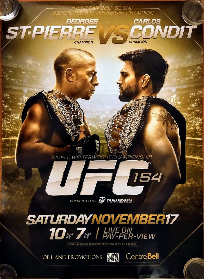 Póster promocional UFC 154: St-Pierre vs. Condit PPV, campeón vs campeón, excelente Foto 1 de 1