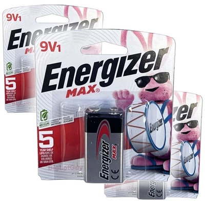 ENERGIZER Max 9V Battery Long Lasting New Alkaline Batteries On Sale USA 3-Pack - Image 1 of 2