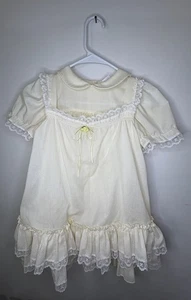 Vtg Bryan Fancy Ruffles Party Dress Size 4 Yellow With Pinafore & Slip - Picture 1 of 11