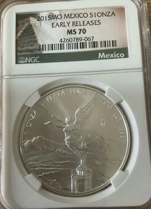 2015-MO MEIXCO LIBERTAD SILVER 1 ONZA NGC MS70 Only Early Release Available. - Picture 1 of 3