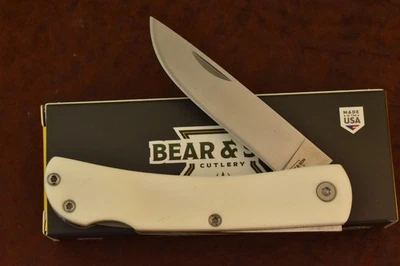 Faca BEAR & SON MADE IN USA BRANCA DELRIN CLIPE DE BOLSO LOCKBACK SODBUSTER (28247) - Imagem 1 de 4