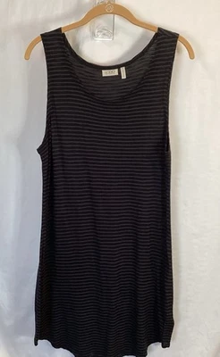 Camiseta sin mangas LOGO Lori Goldstein LARGA negra/gris a rayas talla L Foto 1 de 4