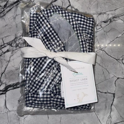 Forro de canasta grande Pottery Barn Kids “Luke” guinga azul marino Pascua Foto 1 de 4