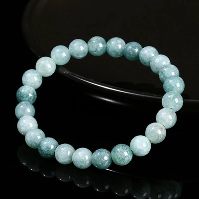 Aquamarine Bead Bracelet Women Natural Stone Dyed Color Stretch Classic Jewelry - Image 1 of 4