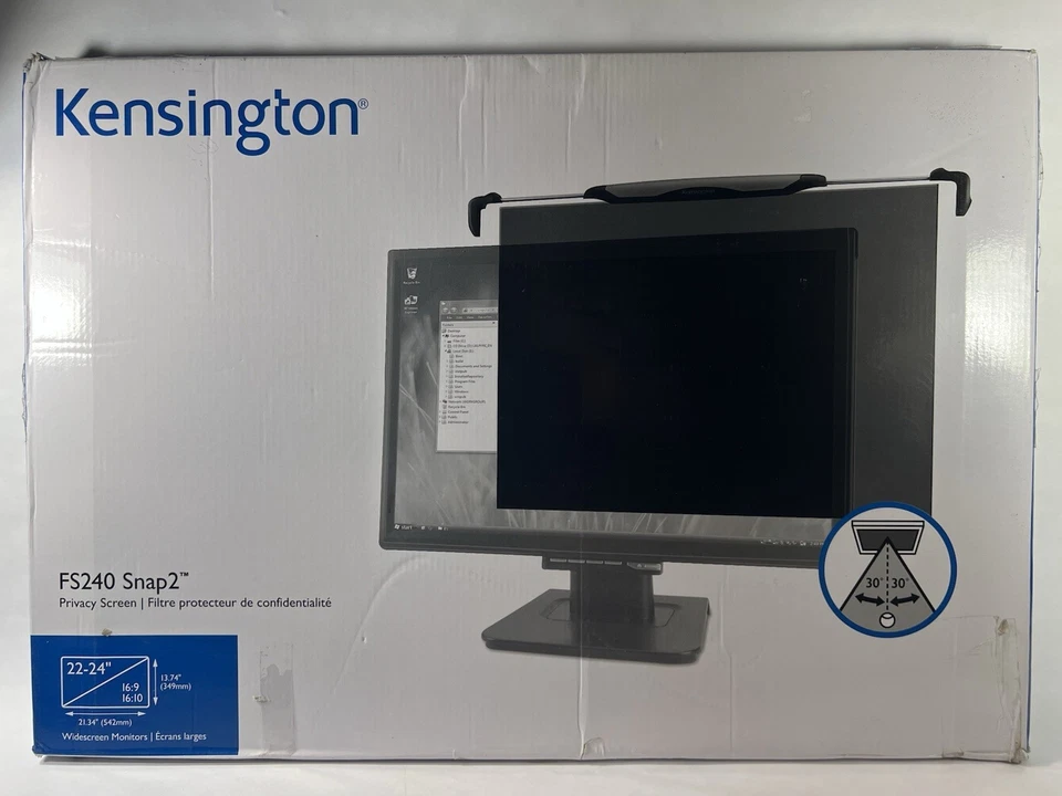 Kensington FS240 Snap2 Privacy Screen 22–24” Widescreen Monitor Filter –Unused - Image 1 of 4