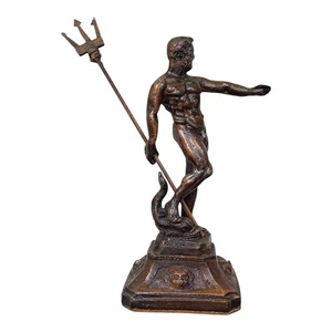 *HH* Antica Scultura Statua Bronzo Dio Nettuno Divinità Statue Poseidone Tritone - Bild 1 von 24