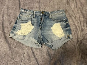 Frame Denim Distressed Jean Shorts Le Grand Garcon 26 Grunge Festival Cutoff - Picture 1 of 5