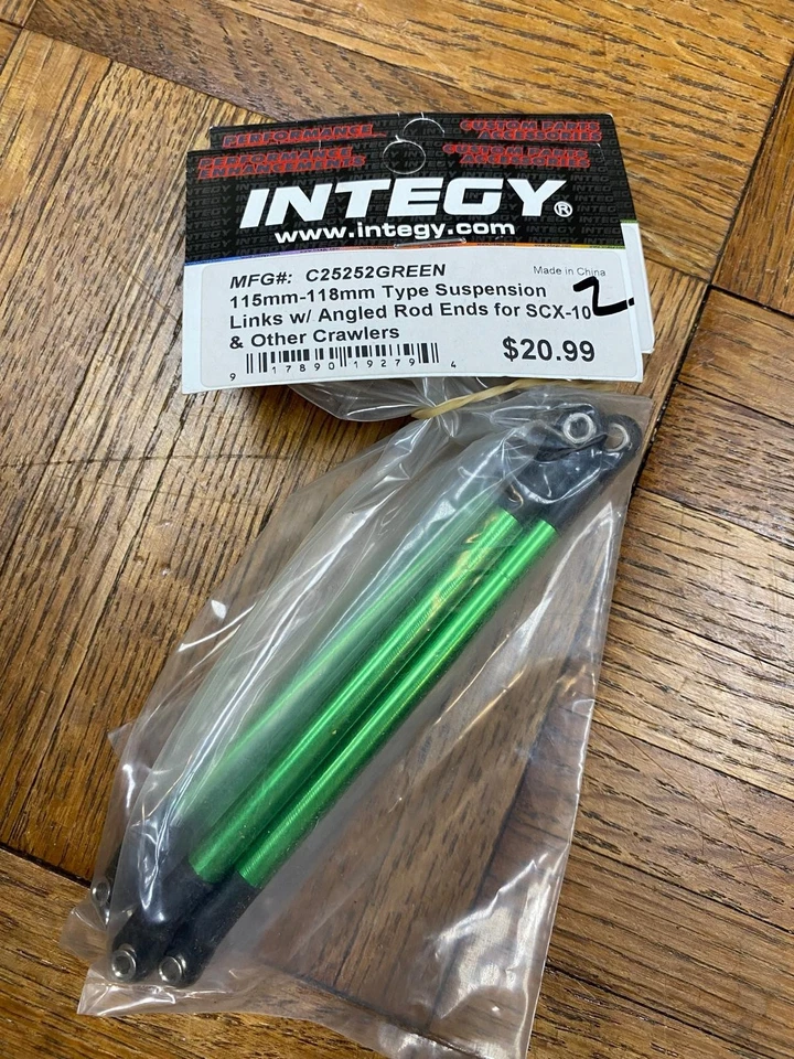 Integy C25252GREEN 115-118mm Type Suspension Links w/Angle Rod Ends: SCX-10 - Image 1 of 1