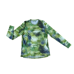 Off-White Active Long Sleeve Shirt M Green Camo Logo Performance Outdoors Hiking - Picture 1 of 7