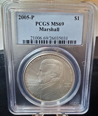 2005-P Marshall Commemorative Silver $1 Dollar  PCGS MS69  - Image 1 of 4