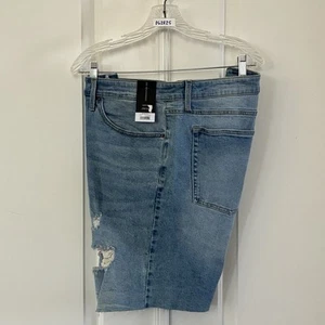 No Boundaries Denim Shorts Mens Size 40 Blue Distressed Slim Fit Stretch Cutoff - Picture 1 of 6