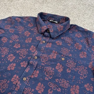 TravisMathew Button Up Hemd L Navy Rot Blumen Hawaii Golf Freizeit Tasche - Bild 1 von 9