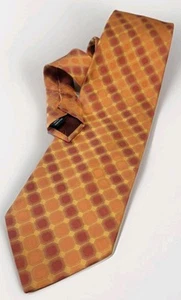 Bachrach Men's 100% Silk Necktie ITALY Designer Geometric Orange Gold Red  - Picture 1 of 14