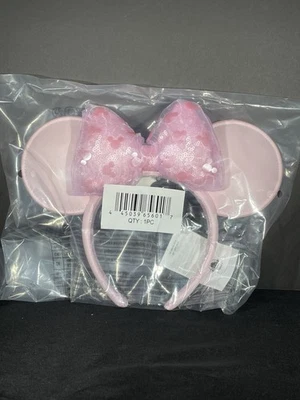 Diadema oreja Minnie Mouse de cuero sintético rosa de los parques de Disney 2025 lentejuelas arco NUEVO Foto 1 de 4