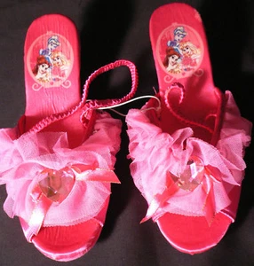 BELLE+CINDERELLA+AURORA~Jewel~Satin~SLIPPERS~9/10~NEW~Disney Store - Picture 1 of 6