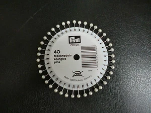 40 SPILLI SPILLO TESTA COLORATA PERLA BIANCA PRYM 40 mm 028 601 - Picture 1 of 1
