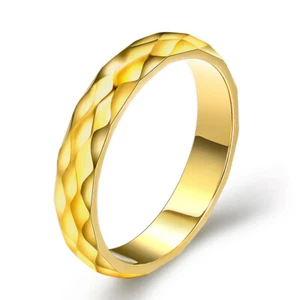 4mm Para mujer Oro 18K Acero Inoxidable Banda de Rombo Anillo de Boda Talla 6 7 8 9 10 # - Imagen 1 de 9