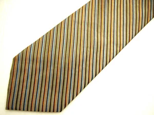 Claiborne Mens Necktie Tie Beige Orange Blue Green Striped Textured 58" Career - Picture 1 of 4
