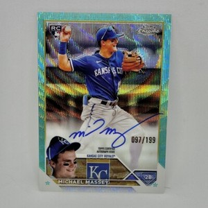 MICHAEL MASSEY RC AUTO SP /199 ⚾️ 2023 Topps Chrome AQUA WAVE /199 KC Royals