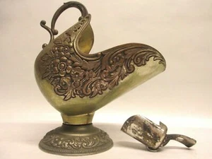 Silver Plate Sugar Scuttle Raimond Italy Gritty Texture Bronze Distressed Patina - Picture 1 of 11