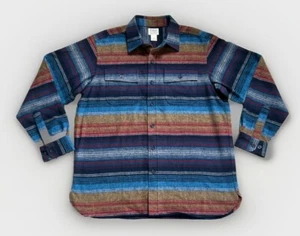 LL Bean Flannel Shirt Serape Chamois Southwest Stripe Blanket Men’s Large - Picture 1 of 10