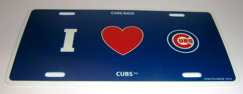 Chicago Cubs Styrene License Plate I Love (Heart) Team Logo (MLB Baseball) - Image 1 of 4