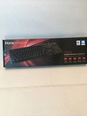 ~NEW~ iHome Classic Corded Quiet Touch Slim Full Size USB Desktop Keyboard  - Image 1 of 2