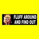 Funny "FLUFF AROUND AND FIND OUT" Anti tailgater STICKER angry cat kitten grumpy