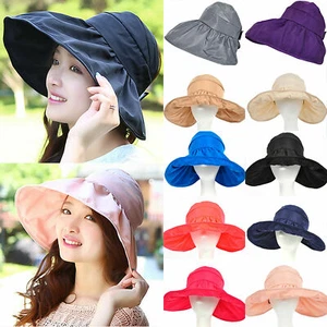Summer Women Floppy Beach Cap Visor Uv  Foldable Waterproof Fashion Sun Hat - Picture 1 of 12