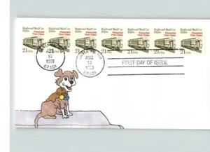 Handbemalte EISENBAHNPOST, Spulenstreifen mit 7 Marken, # 1 von 1, Bild HUND auf Post ca - Bild 1 von 1
