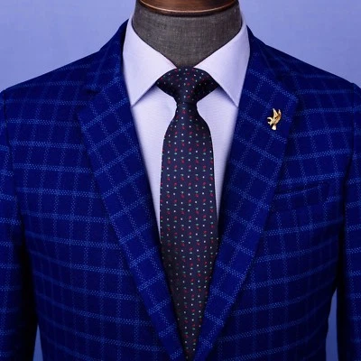 Azul Marinho Ego Floral Paisley 3" Natal Sexy Tecido Moda de Luxo - Imagem 1 de 4