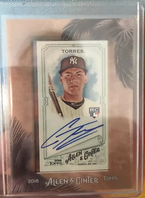 Gleyber Torres 2018 Topps Allen & Ginter Mini Framed RC Auto - Image 1 of 2