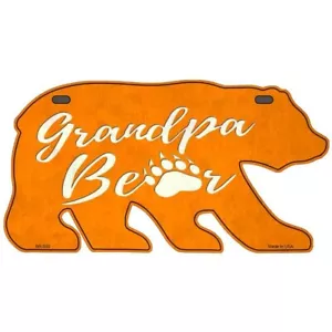 Letrero de placa con forma de oso de metal naranja Grandpa Paw placa etiqueta puerta de pared - Imagen 1 de 1