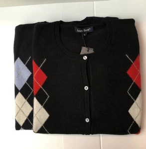 100% Cashmere Argyle cardigan. - Picture 1 of 5