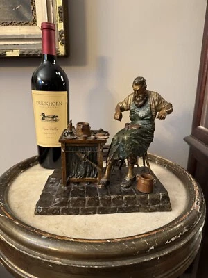 Antigua lámpara de bronce Viena pintada en frío ZAPATERO/ZAPATERO firmada Austria Foto 1 de 4