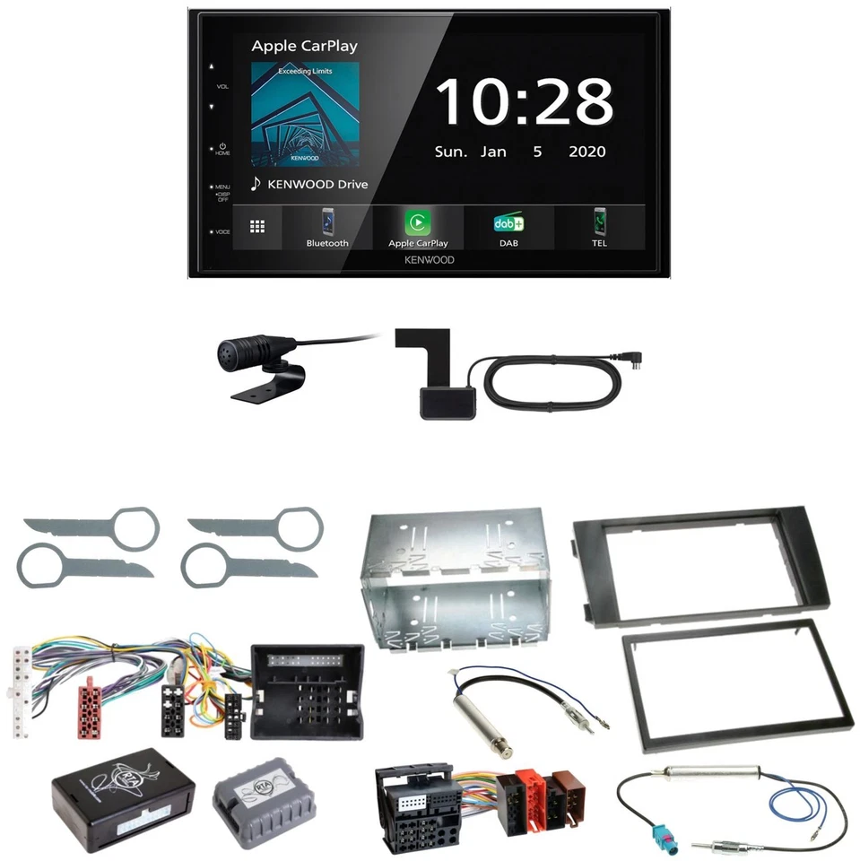 Kenwood DMX5020DABS Android Auto CarPlay Einbauset für Audi A6 4B Facelift - Bild 1 von 1