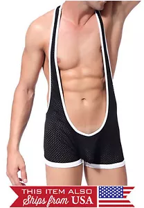 Ropa Interior Singlet de Lucha Para Hombres Malla Negra Súper Sexy y LO ÚLTIMO S,M,L y XL - Imagen 1 de 3