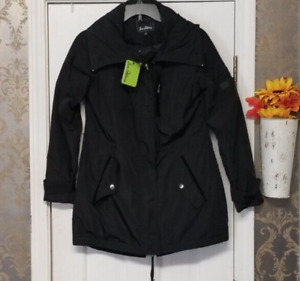 WOMEN'S SAM EDELMAN JACKET BLACK QUILTED FULL ZIP HOODED SIZE XS NWT! MSRP $150