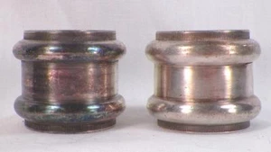 2 Antique Silverplate Napkin Rings Molded Circles Reeding #3 - Picture 1 of 5