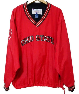 Pullover XL De Colección Años 90 Ohio State Buckeyes OSU Fútbol Rojo Nylon Para Hombre Campeón XL Foto 1 de 4