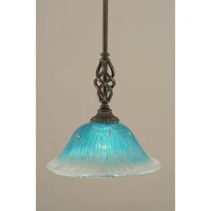 Toltec Lighting Elegante Mini Pendant, 10' Teal Crystal Glass - 80-DG-438 - Picture 1 of 1