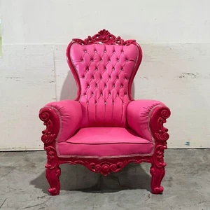 French Style Red Velvet Throne Chair Midsize Tufted Chair - Picture 1 of 6