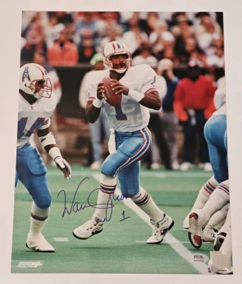 WARREN MOON Signed 11x14 Photo-HALL OF FAME-HOUSTON OILERS-PSA - Image 1 of 3