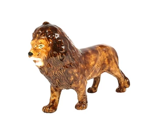 Ceramic Lion Figurine Mid Century Modern Signed Hobbyist Piece  10" Long - Picture 1 of 12